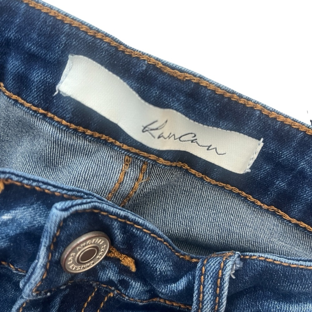 KanCan Dark Blue Stretch Distressed Cropped Flare Leg Jeans Sz 3/25 - Picture 3 of 7